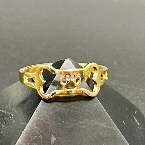 Dog Bone and Paw Print Ring with Open Design #1246 - Picture 4 of 14